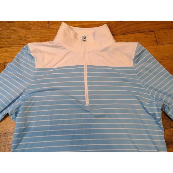 FootJoy Shirt Women's Large Golf Quarter Zip Pullover Baby Blue White Logo EUC - Picture 4 of 10
